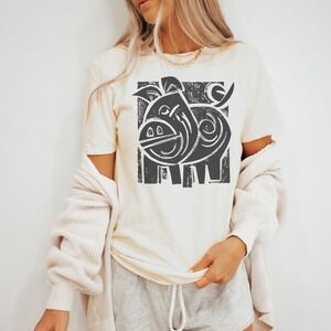 Abstract Bird Line Art Graphic Tee Modern Stippled Design